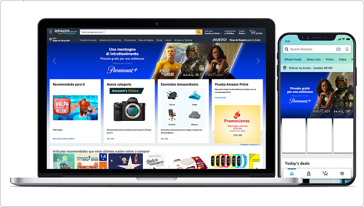 Paramount+ homepage takeover on Amazon