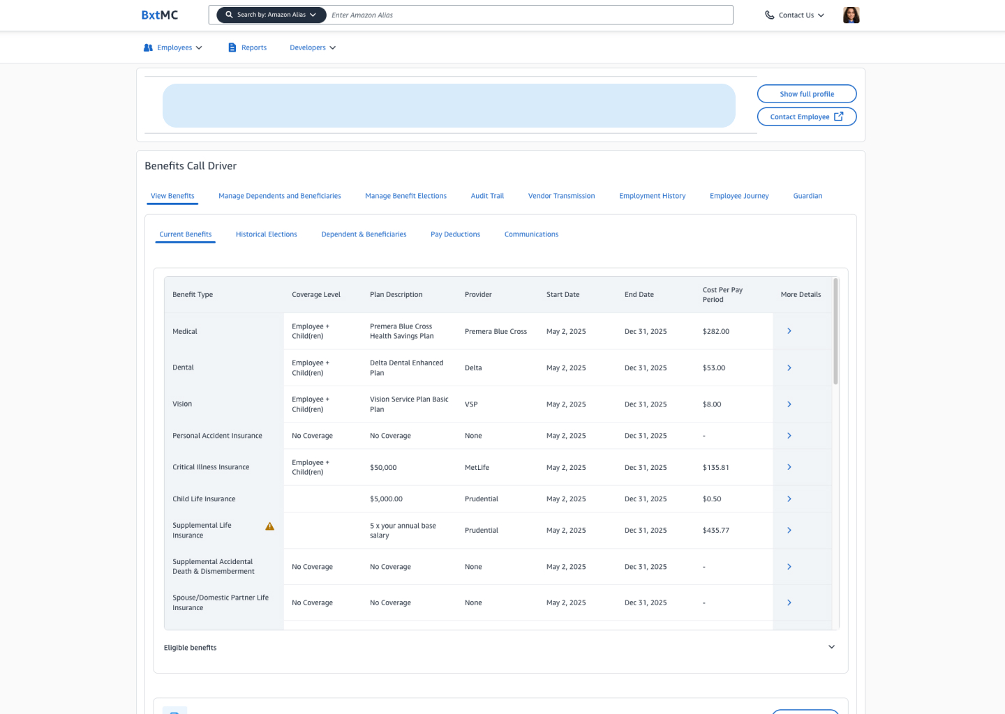The Benefits Management Console before AI integration
